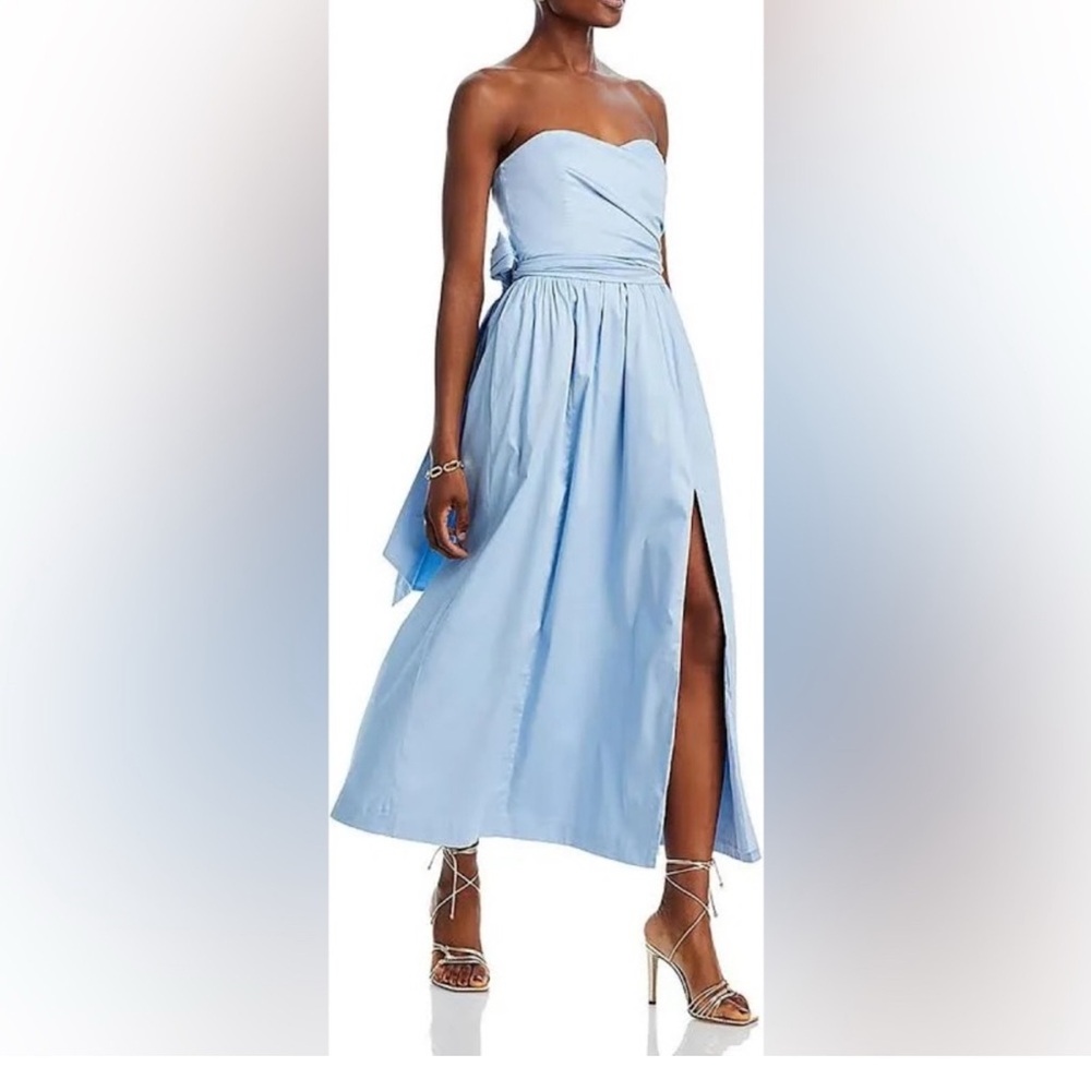 French Connection Blue Strapless Dress with Bow